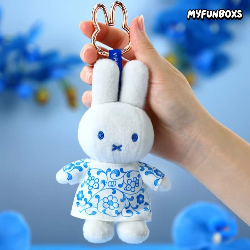 Miffy Chinese Blue And White Porcelain Plush Keychain, Limited Edition (PRE-ORDER)