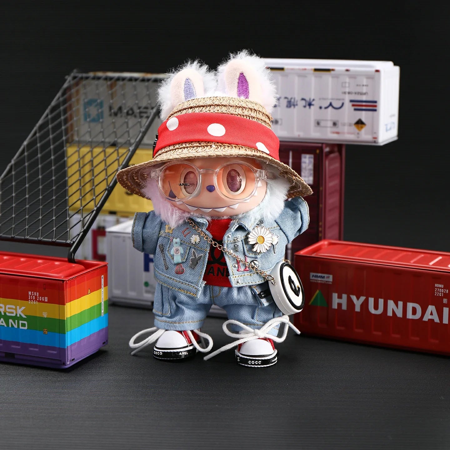 Designer GDragon Denim Set for Labubu