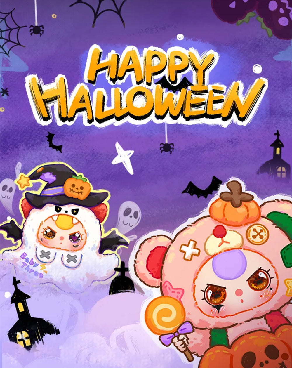 Baby Three 400% Halloween Limited Edition Set (White and Orange) Plush Series Lucky Bag