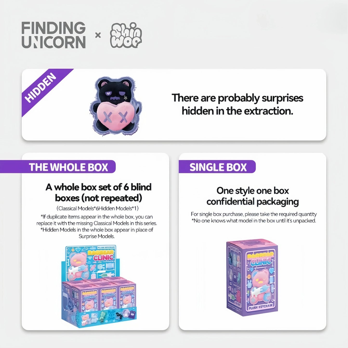 FINDING UNICORN ShinWoo Ragbear Clinic Series Plush Blind Box