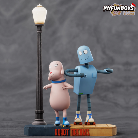Robot and Puppy Dancing Under a Streetlight(Pre-Order)