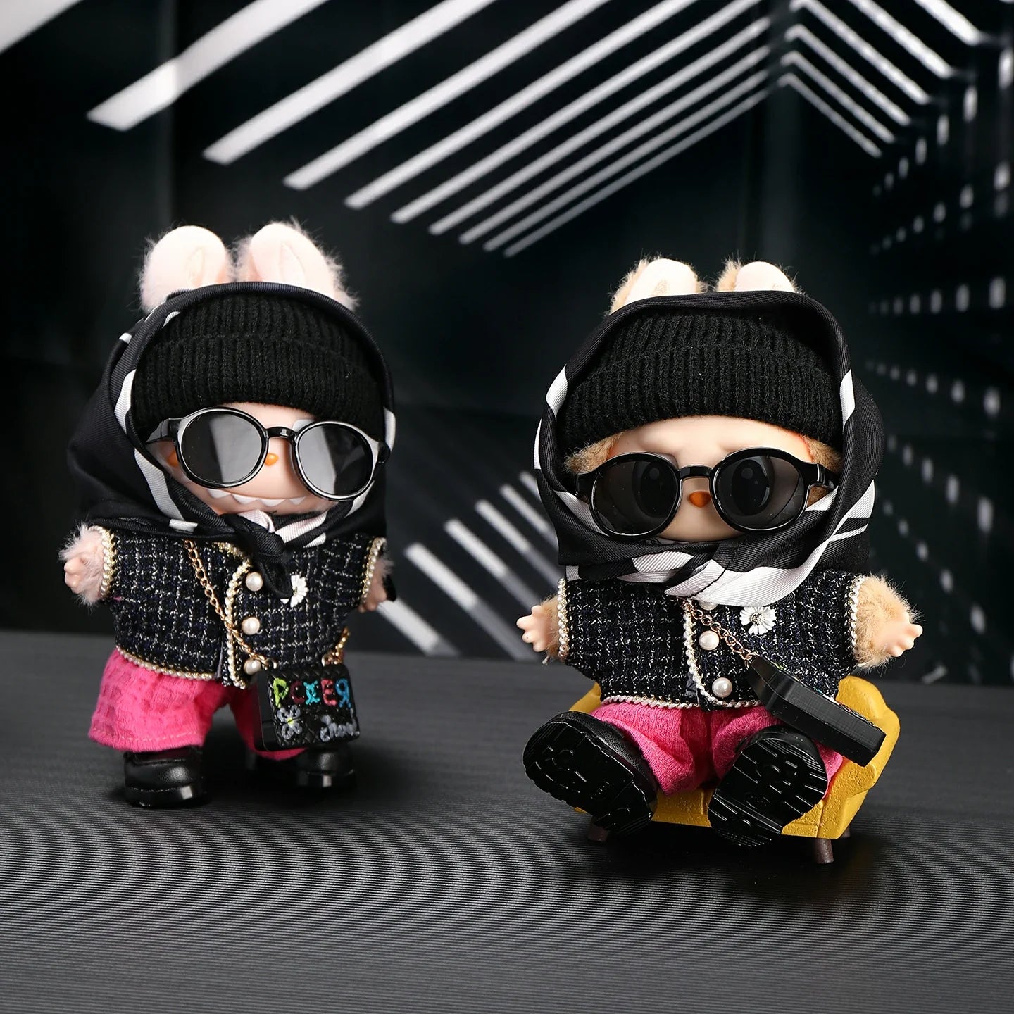 Labubu Doll Clothes - Black Skirt Outfit Set