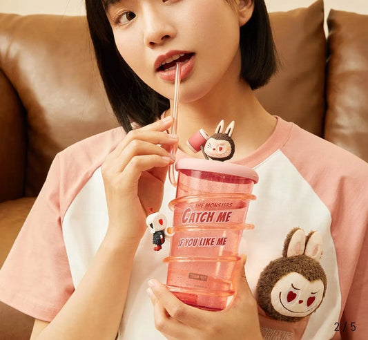 THE MONSTERS Atrápame Si Te Gusto Serie - Taza con Pajilla