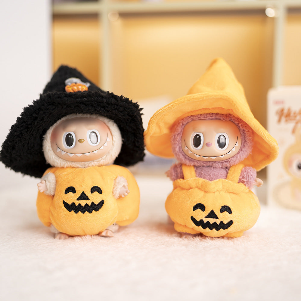 Halloween Pumpkin Costume Outfit for 17cm Labubu Doll(Doll not included)