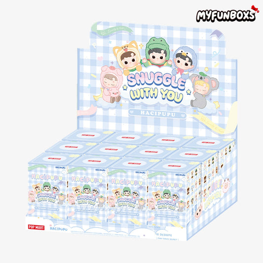 Hacipupu Snuggle With You blind box display with 12 collectible boxes