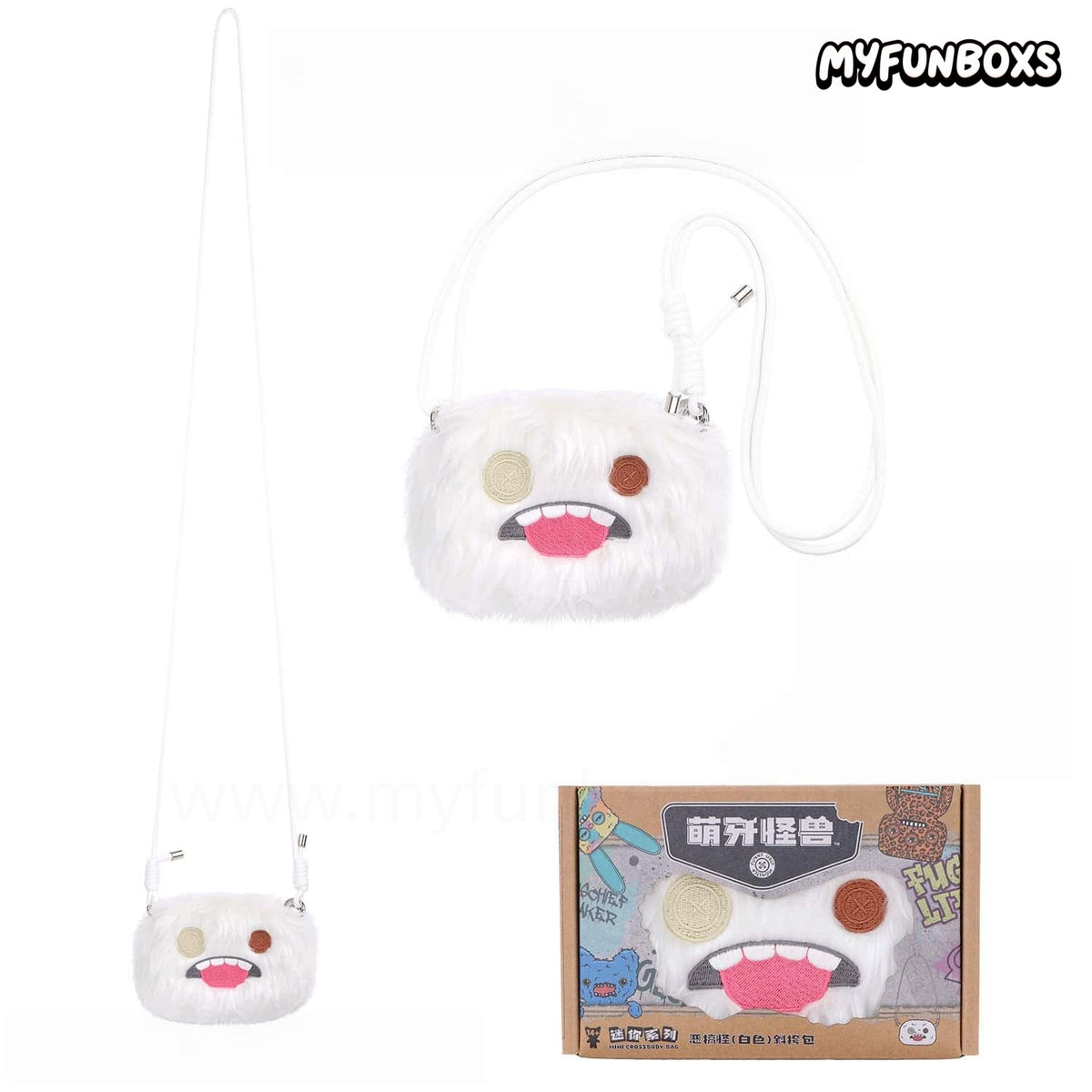 Funny Ugly Monster Embroidered Coin Purse Crossbody Bag