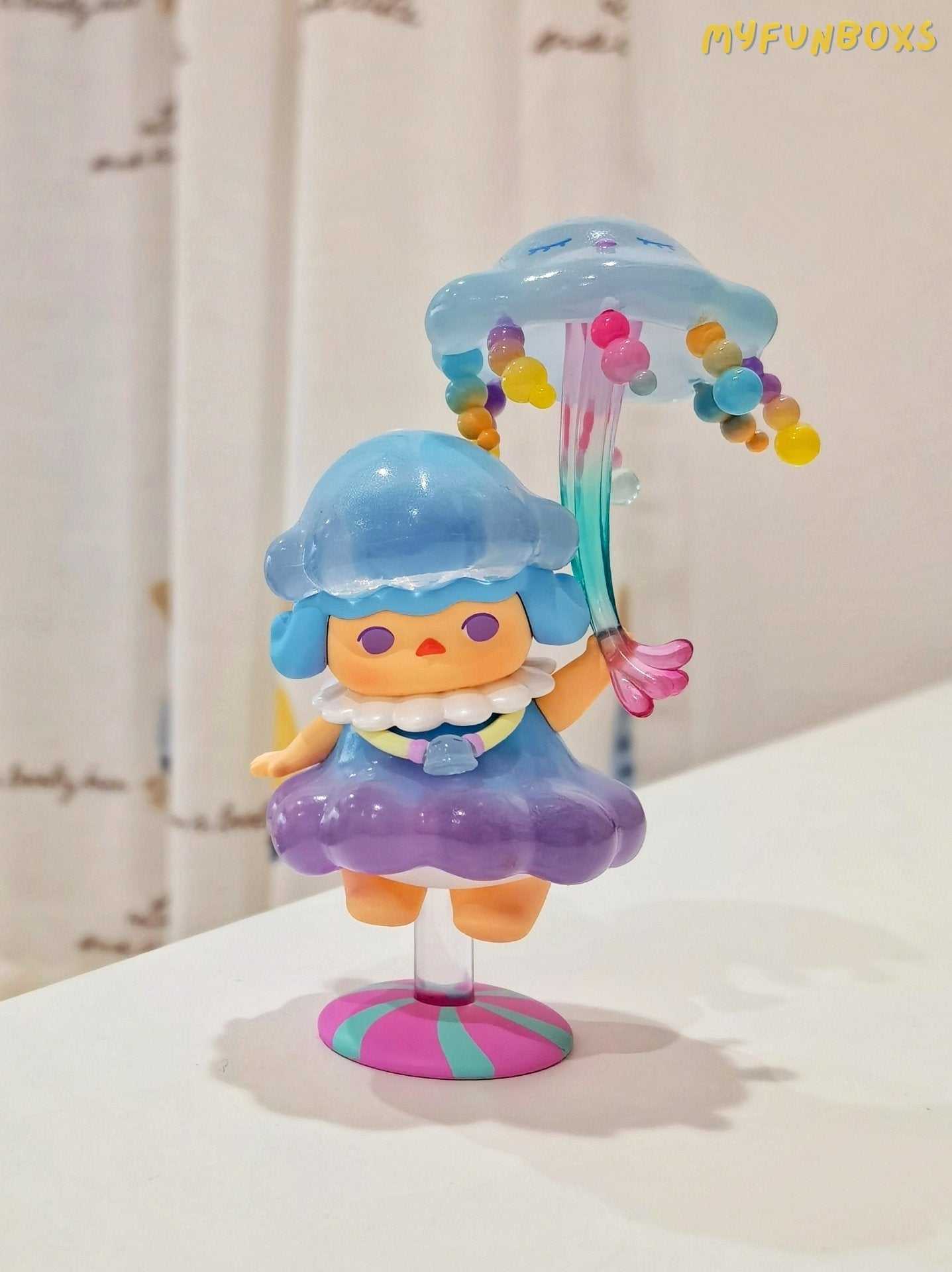 Pop Mart blind box, Pucky jellyfish umbrella, unboxing and unpacking, the box card is all there, flawless