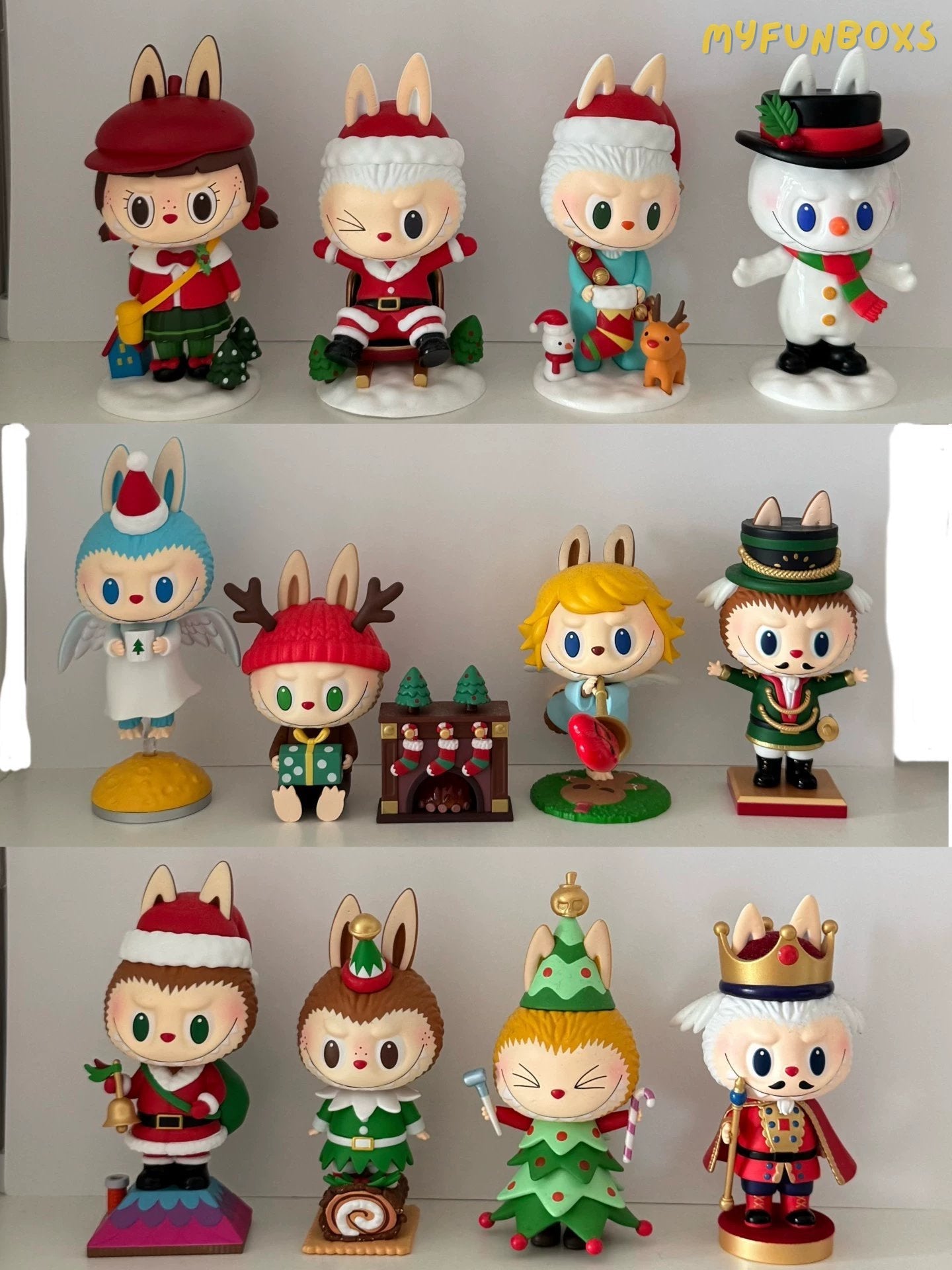 Labubu Christmas Collection Unpacked, with card but no box~ All 12 items, no hidden items, perfectly preserved. No defects (Whole Set Opened)