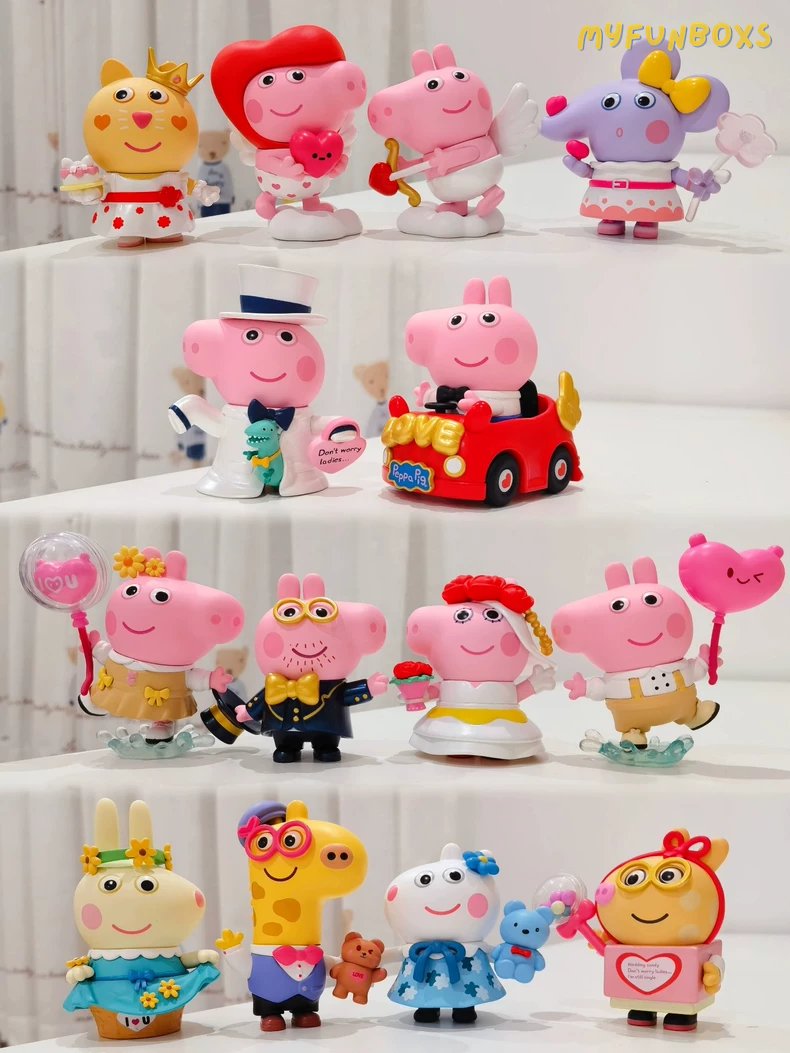 POPMART Peppa Pig Wedding Baby Blind Box Figure Set (12 Basic Models + Hidden Model) (Whole Set Opened)