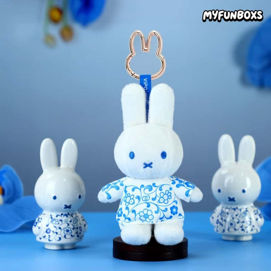 Miffy Chinese Blue And White Porcelain Plush Keychain, Limited Edition (PRE-ORDER)