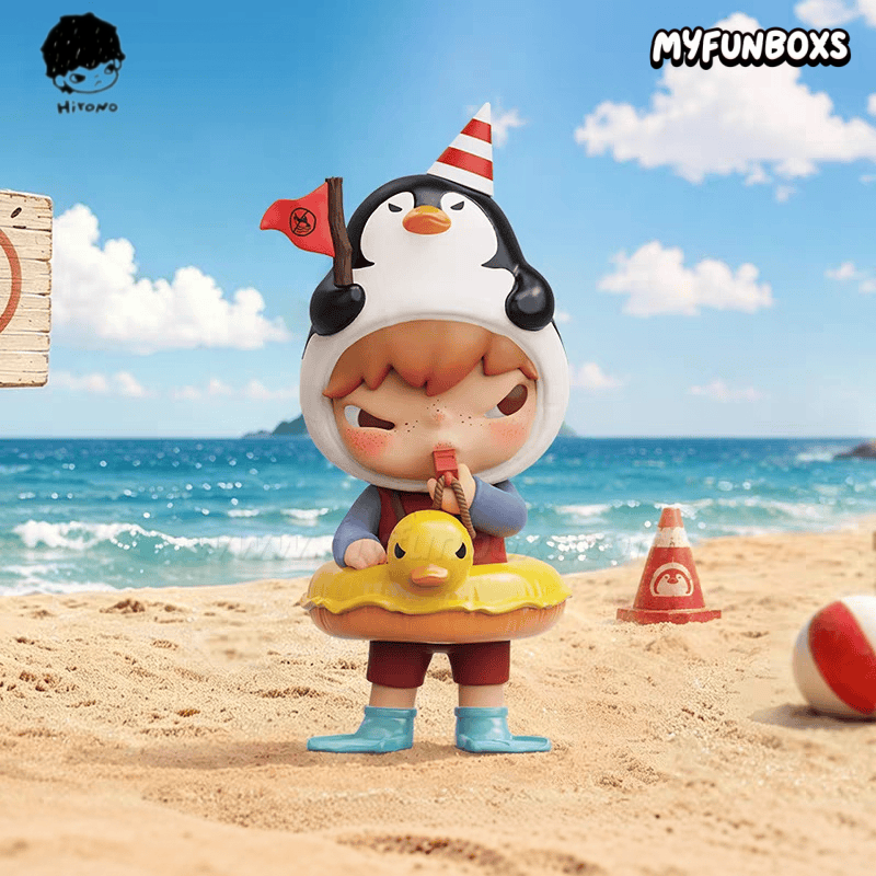 POP MART Hirono Penguin Lifeguard Figurine Hanging Card