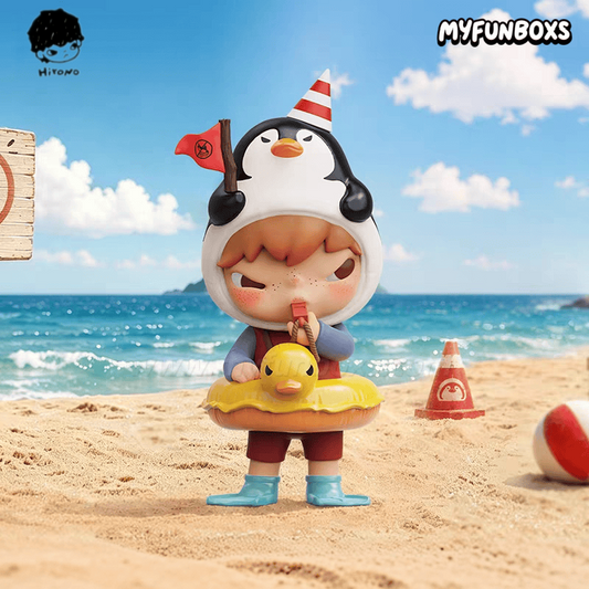 POP MART Hirono Penguin Lifeguard Figurine Hanging Card