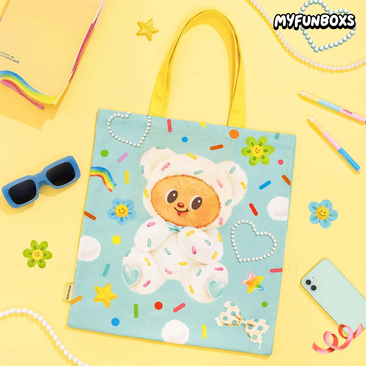 Butter Bear Candy Canvas Tote Bag