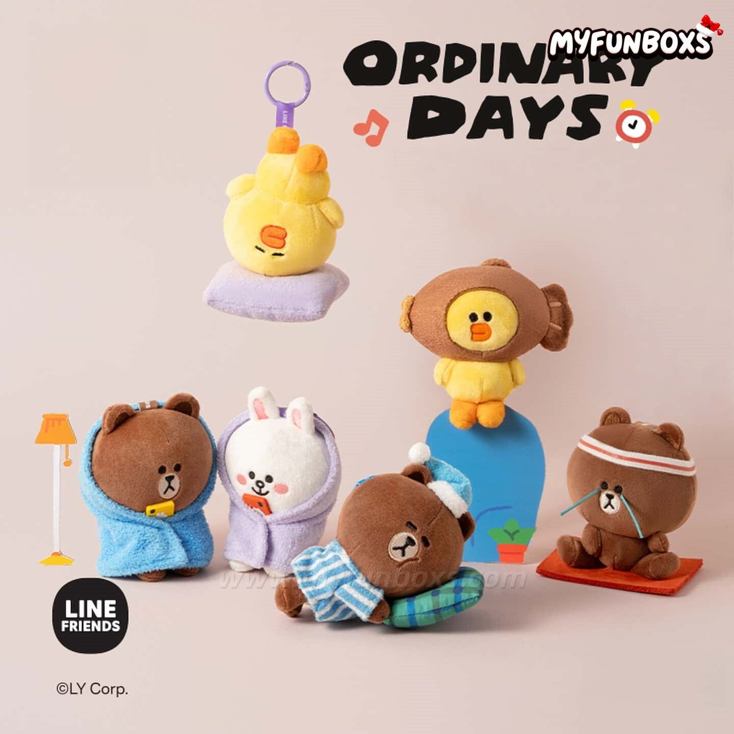 LINE FRIENDS Brown Ordinary Days Plush Keychain Blind Box