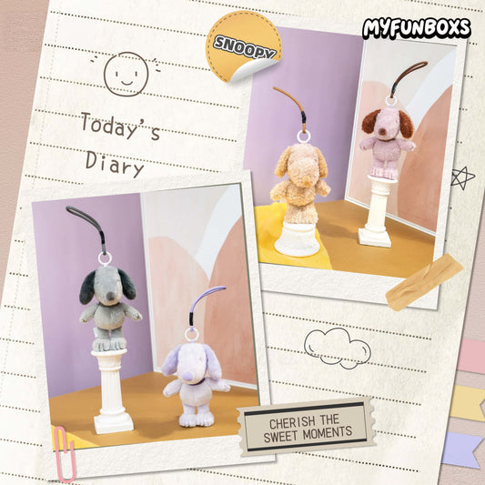 Snoopy Grey Tone Diary Series Plush Keychain