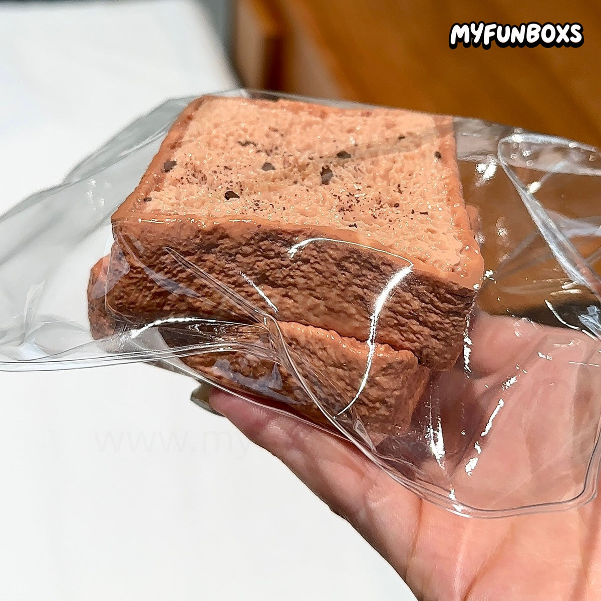 Chocolate Double-Layer Toast Squishy Stress Relief Toy