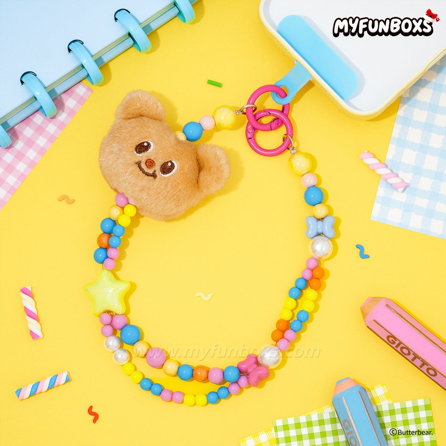 Butterbear Rainbow Plush Keychain
