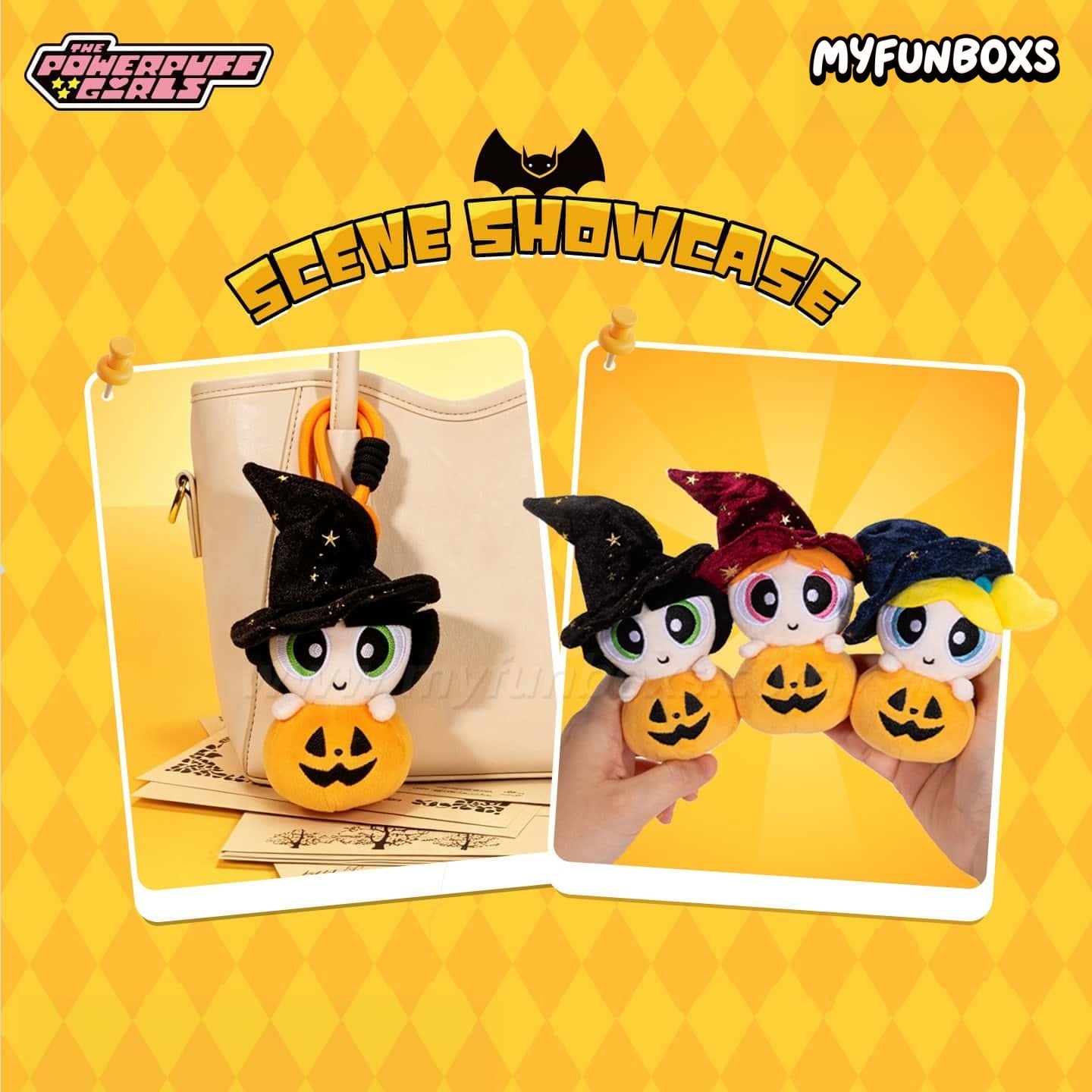 The Powerpuff Girls Pumokin Style Plush Keychain