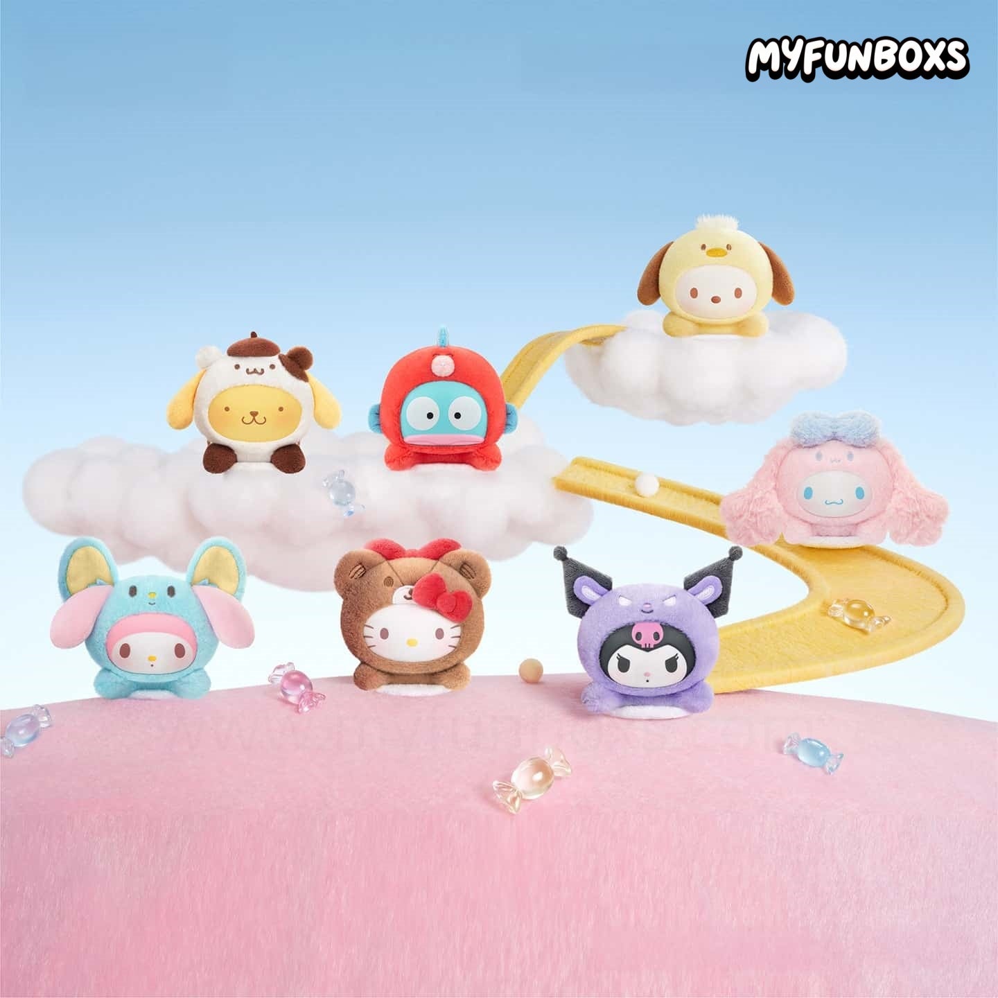 SANRI0 Sweet Whispers Stickers Series Plush Charm Blind Box