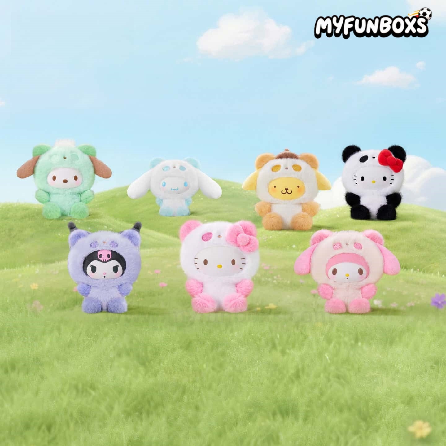 Sanrio Colorful Panda Series plush keychain blind box