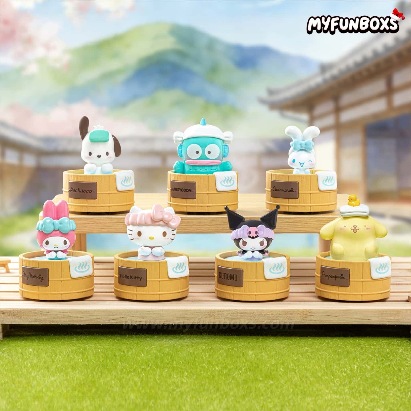 Hello Kitty & Sanrio Characters Spinning Hot Spring Series Figure Blin ...