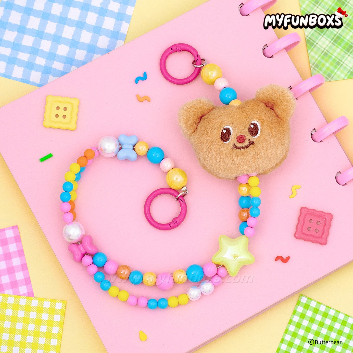 Butterbear Rainbow Plush Keychain