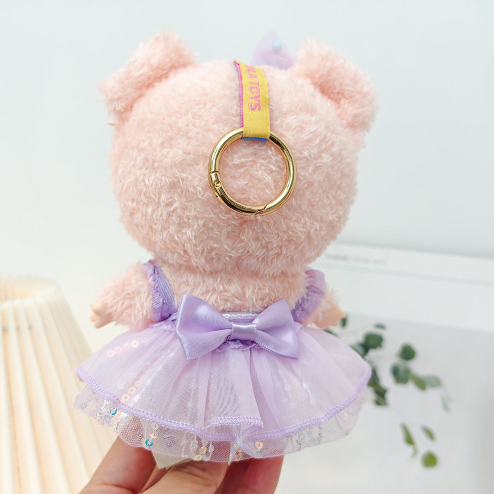 Ropa para Muñecas de 16 cm de Peluche - Conjunto de Falda y Arco con Lentejuelas Rosadas
