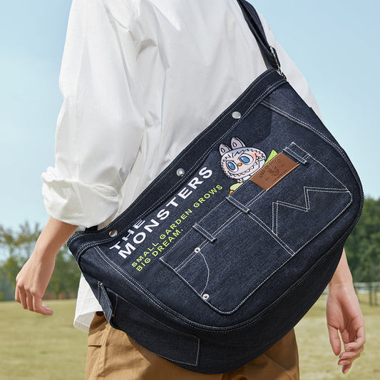 THE MONSTERS FALL IN WILD SERlES-Denim Messenger Bag