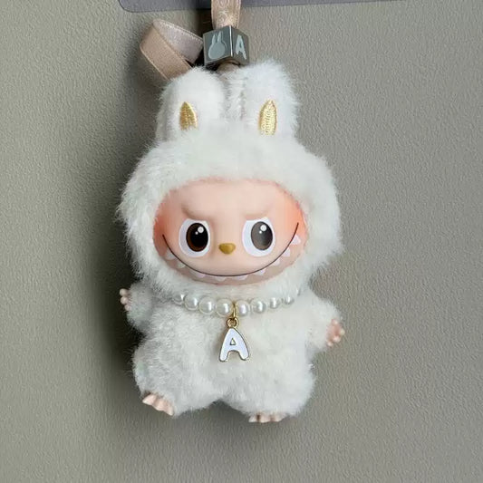 Mini Labubu blind box pendant 26 letters pearl necklace accessories (doll not included)
