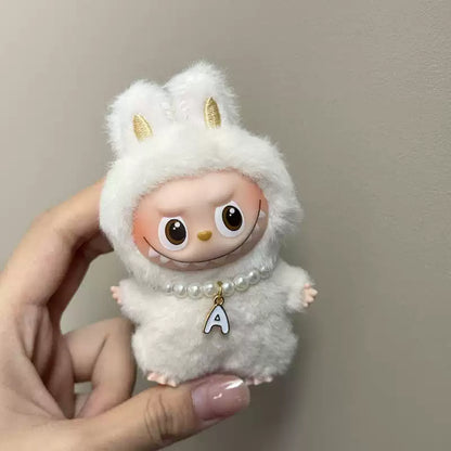 Mini Labubu blind box pendant 26 letters pearl necklace accessories (doll not included)