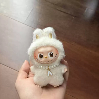 Mini Labubu blind box pendant 26 letters pearl necklace accessories (doll not included)