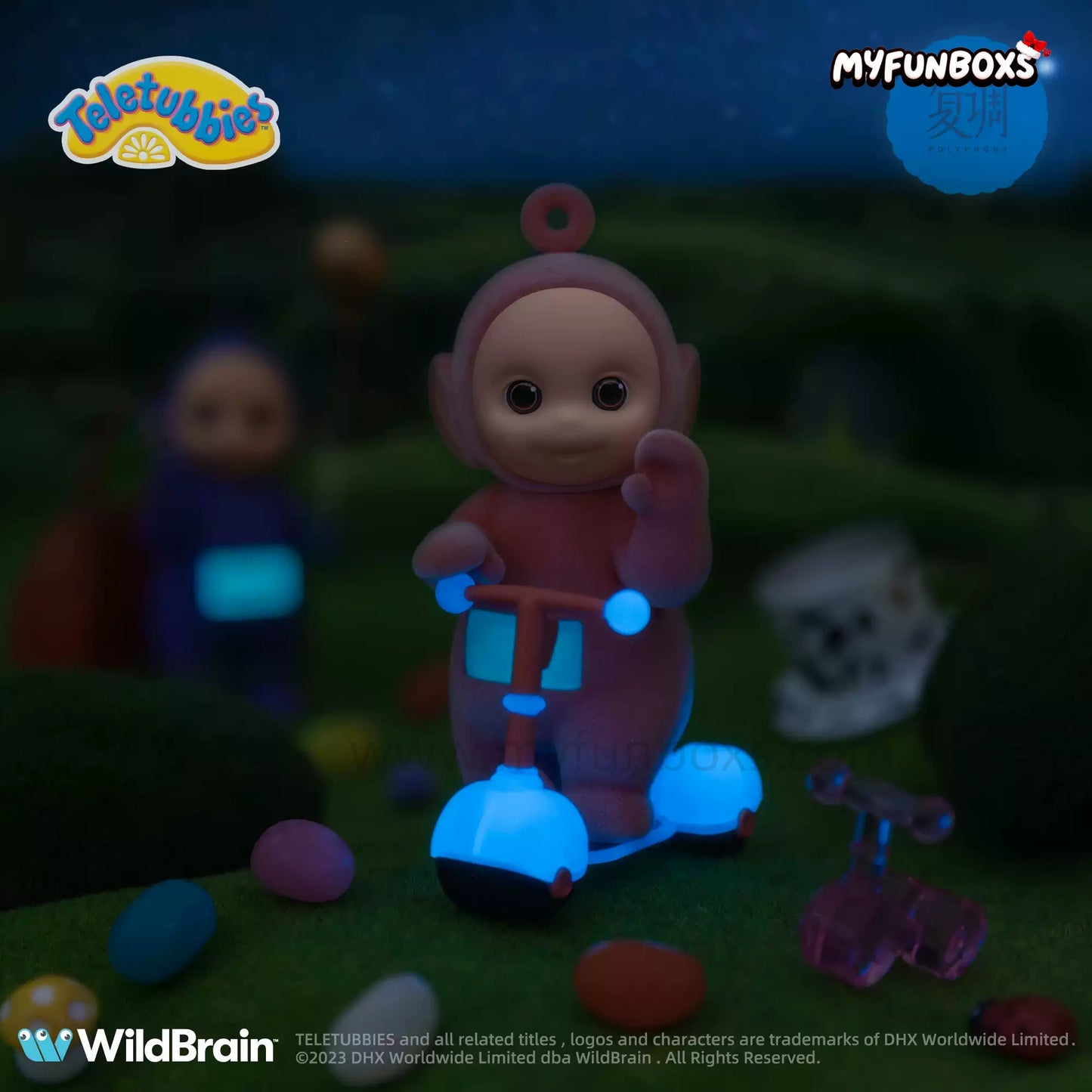 Teletubbies Po Flocked Figure on Card with Glow Car