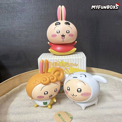 Chiikawa Usaki & Crayon Shin-chan's Shiro Crossover Collectible Figure