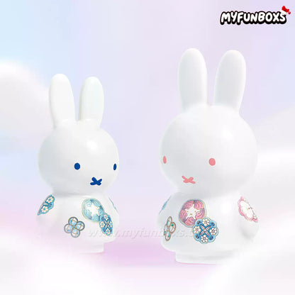 Miffy × Jingdezhen Porcelain: Blue & Pink “Ball Flower” Ceramic Bunny Figurine