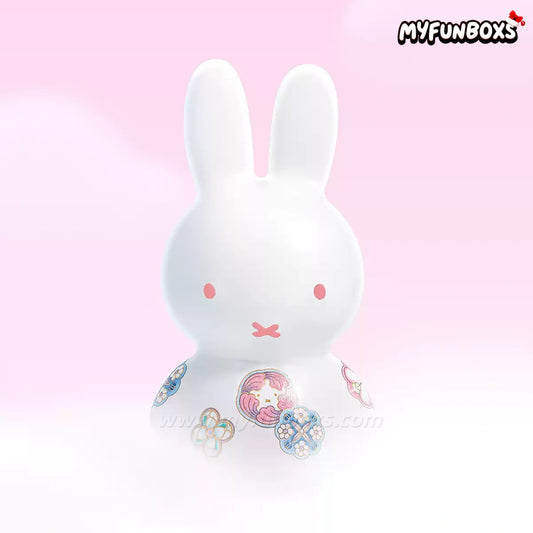 Miffy × Jingdezhen Porcelain: Blue & Pink “Ball Flower” Ceramic Bunny Figurine Pink Edition (Small Size)
