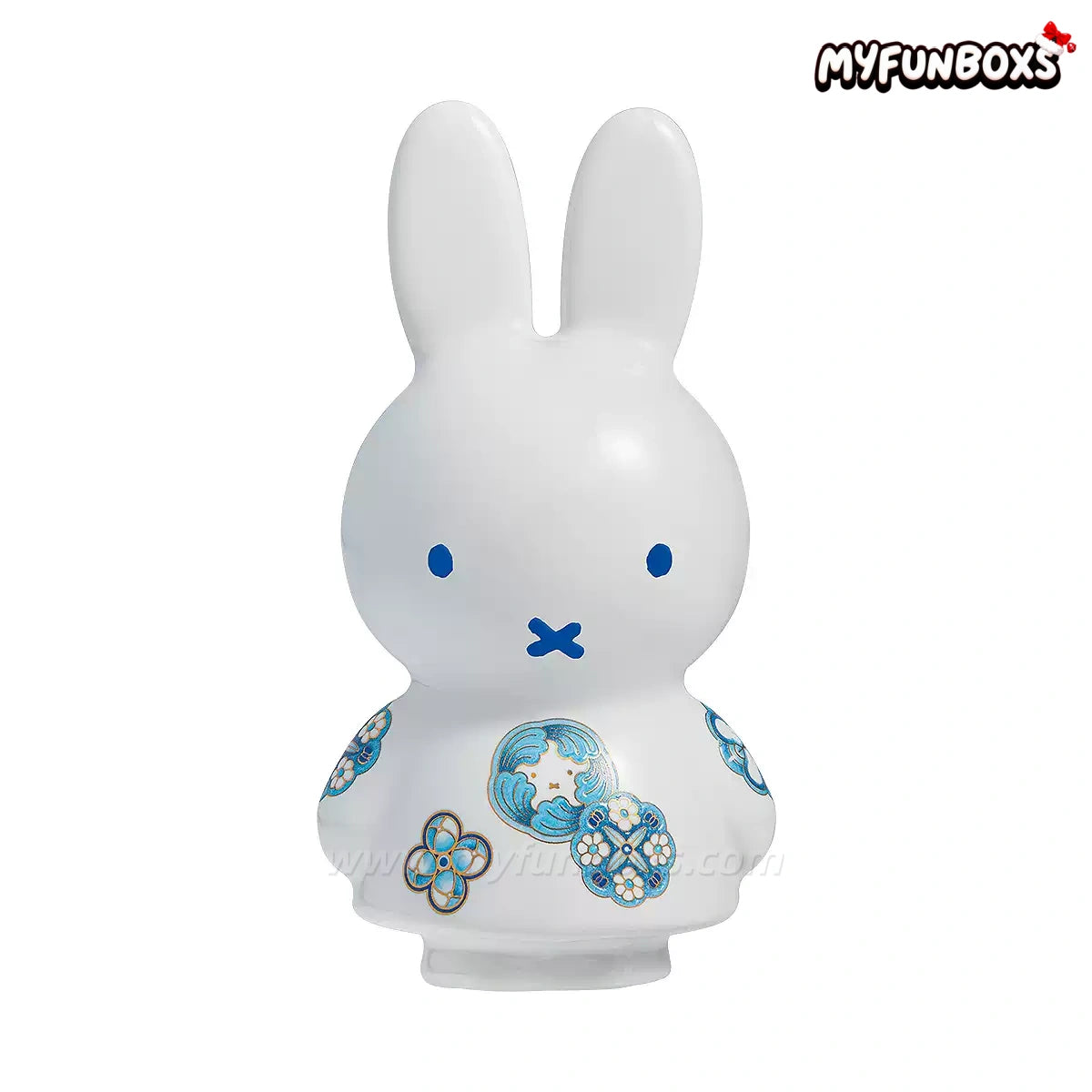 Miffy × Jingdezhen Porcelain: Blue & Pink “Ball Flower” Ceramic Bunny Figurine