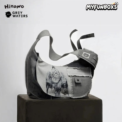 POP MART Hirono × Leah Dou 'Trapeze Artist' patchwork messenger bag