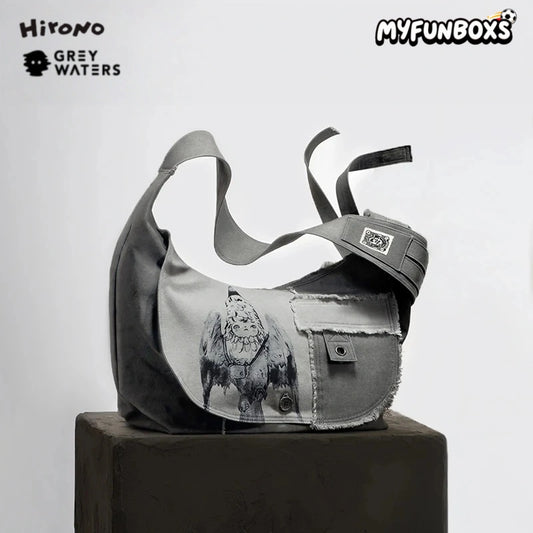 POP MART Hirono × Leah Dou 'Trapeze Artist' patchwork messenger bag