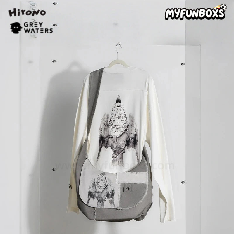 POP MART Hirono × Leah Dou 'Trapeze Artist' patchwork messenger bag