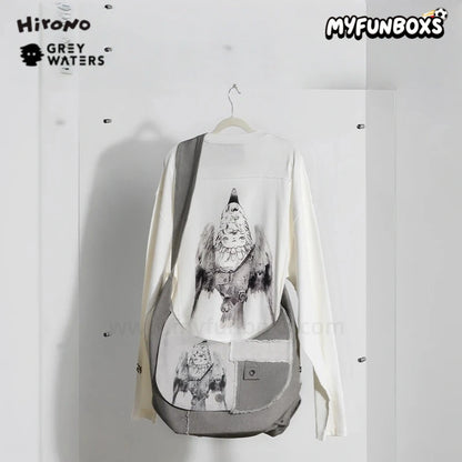 POP MART Hirono × Leah Dou 'Trapeze Artist' patchwork messenger bag