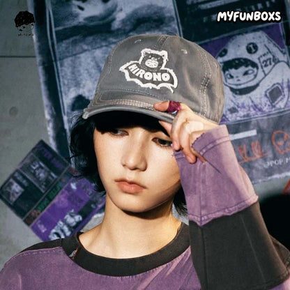 POP MART Hirono Dark Field Bat Curved Brim Hat – Grey