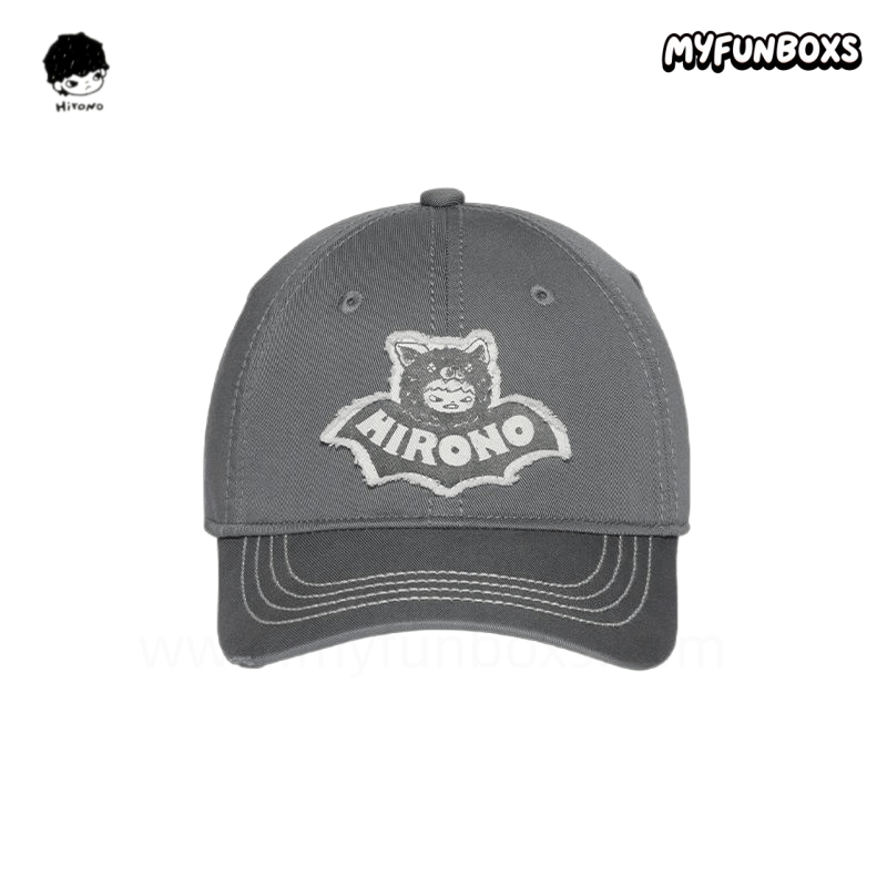 POP MART Hirono Dark Field Bat Curved Brim Hat – Grey