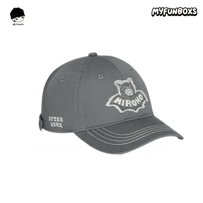 POP MART Hirono Dark Field Bat Curved Brim Hat – Grey