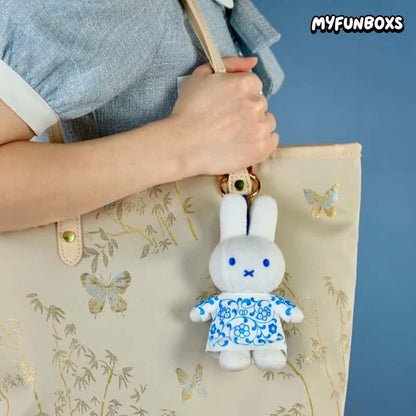 Miffy Chinese Blue And White Porcelain Plush Keychain, Limited Edition
