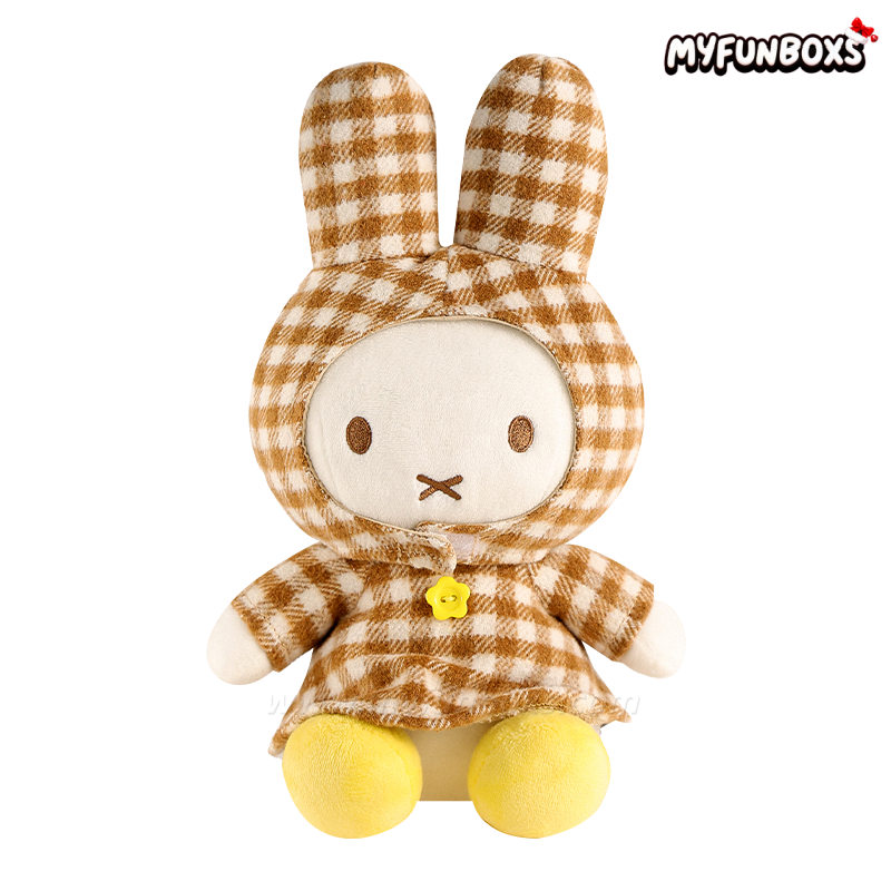 Miffy Roving Series Checkered Jumper Plush Toy Miffy Checkered Shawl Plush Toy (25cm)
