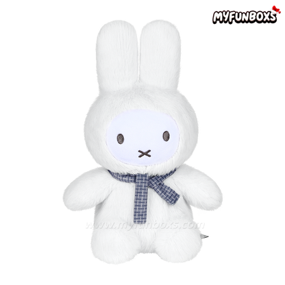 Miffy Roving Series Checkered Jumper Plush Toy Miffy Fox-fur-like Scarf Plush Toy (25cm)