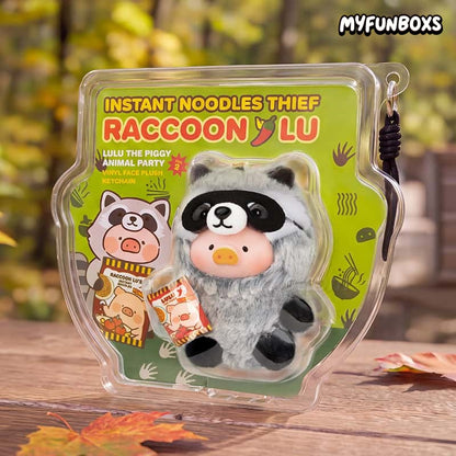 LuLu the Piggy Animal Party 2 Instant Noodles Thief Raccoon vinyl face plush keychain