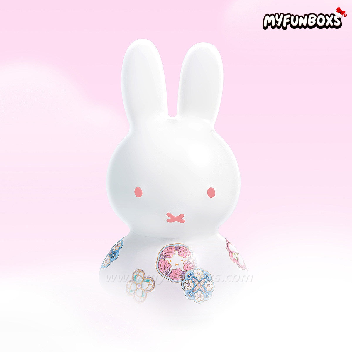 Miffy × Jingdezhen Porcelain: Blue & Pink “Ball Flower” Ceramic Bunny Figurine