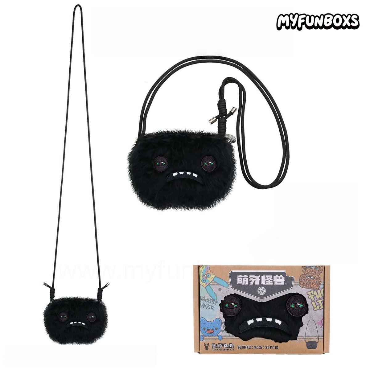 Funny Ugly Monster Embroidered Coin Purse Crossbody Bag