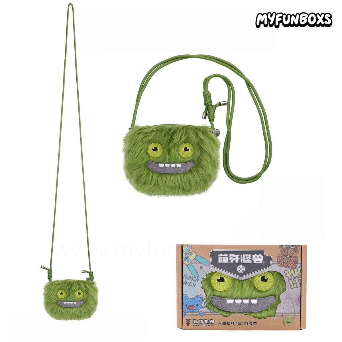 Funny Ugly Monster Embroidered Coin Purse Crossbody Bag